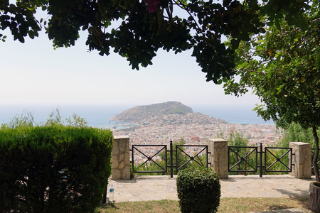 Alanya, Turkey-June 2018: Panorama of the city. Numerous houses of the coastal city.のeditorial素材
