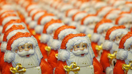 A large number of Christmas Santa Claus. Christmas gift,の写真素材