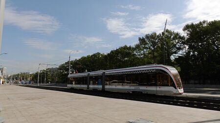 Moscow, Russia-September 2017: urban transport concept .The tram is modern.