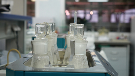 samples of dairy products in the laboratory.の写真素材
