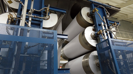 Weaving machines of the cotton factories. Production of textiles.の写真素材