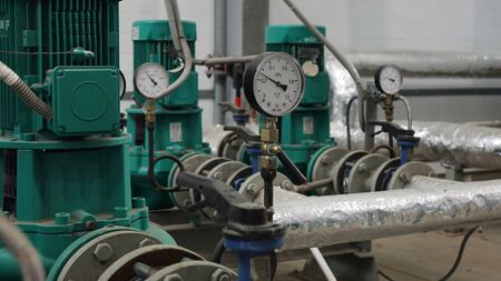 Control sensors in the boiler room with new equipment.の写真素材