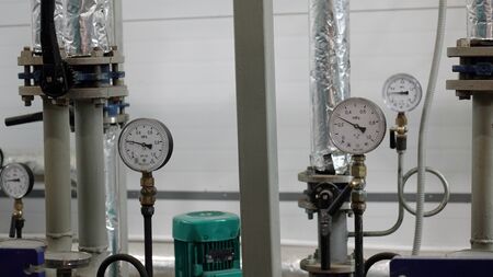 Control sensors in the boiler room with new equipment.の写真素材