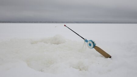 Fishing rod for fishing in winter. Sport and relaxationの写真素材