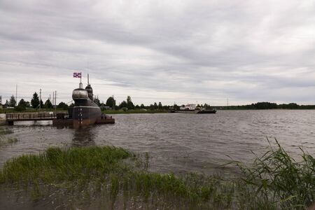 Vytegra.Russia-June 2019: submarine B-440 on the pier. Used as a Museum of the Northern and Baltic fleetsのeditorial素材