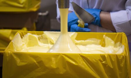 Production of butter . Dairy-based cream products.の写真素材