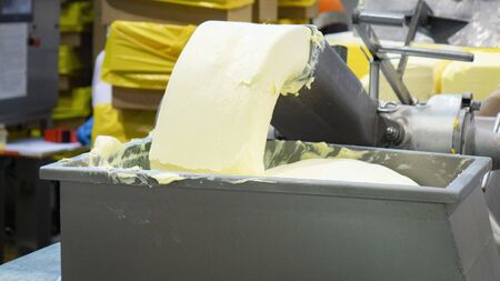 Production of butter . Dairy-based cream products.の写真素材