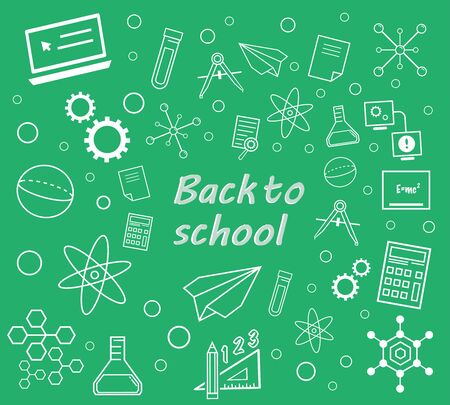 Vector set of physical and mathematical signs. The set of symbols of the formation of a black contour. Back to school .のイラスト素材