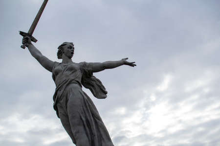 Volgograd. Historical and memorial complex "Mamaev Kurgan". Monument to "Heroes of the battle of Stalingrad" with the main monument " Motherland calls!Â»Russia, August 2020のeditorial素材