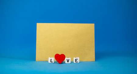 The word love consists of cubes with a space for the signature.の写真素材