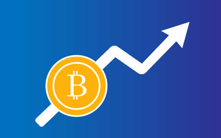 Chart of The Growth of Bitcoin money. Illustration of a financial chart.のイラスト素材