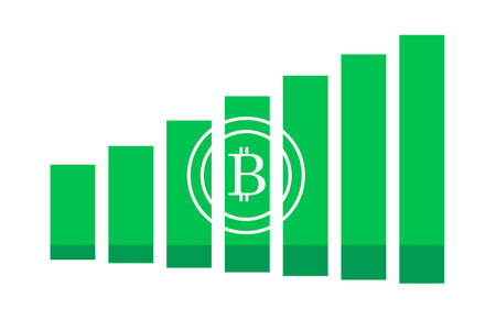 Chart of The Growth of Bitcoin money. Illustration of a financial chart.のイラスト素材