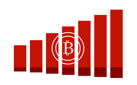 Chart of The Growth of Bitcoin money. Illustration of a financial chart.のイラスト素材