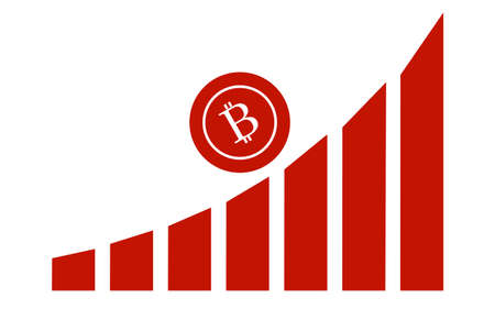 Chart of The Growth of Bitcoin money. Illustration of a financial chart.のイラスト素材