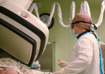 Surgeons who perform heart surgery using the most modern equipment.Vologda. Russia-April 2021のeditorial素材