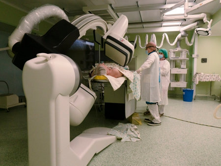 Surgeons who perform heart surgery using the most modern equipment.Vologda. Russia-April 2021のeditorial素材