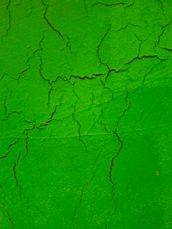 Cracks on a green background. The green texture of cracked wood.の写真素材