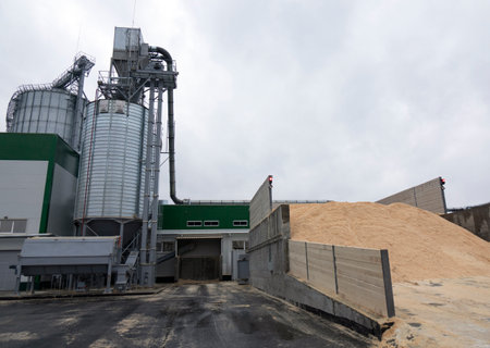 Pellet production plant. Environmental resources for heating homes.の写真素材