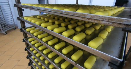 Production of chocolates. Automated chocolate production line at the factoryの写真素材