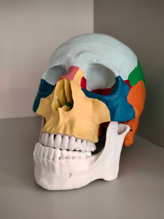Artificial human skull as a model for studying in medicine and education.の写真素材