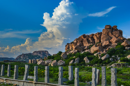Interesting rocks in Hampi - holy placeの写真素材