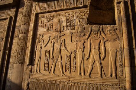 Egypt reliefs on walls in ancient templesの写真素材