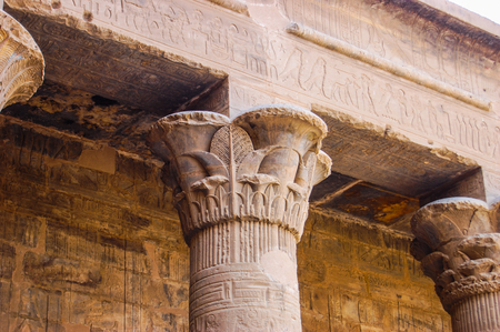 column in the ancient temples of Egypt - very beautiful stone carvingの写真素材