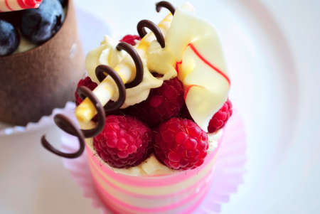 Berries cakes on the plateの写真素材