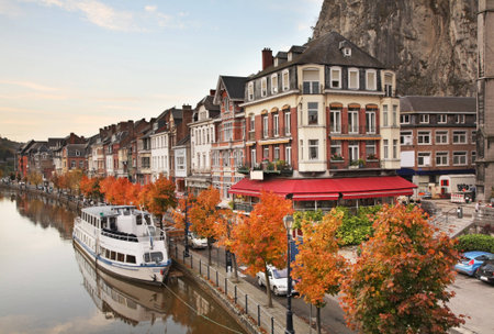 Embankment in Dinant. Belgiqueのeditorial素材