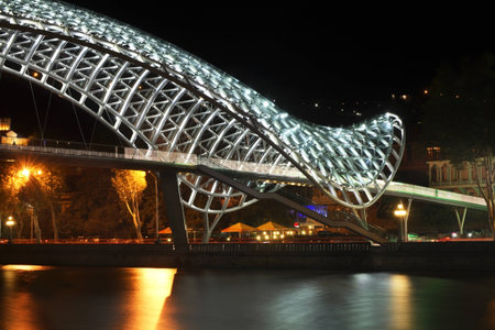 The Bridge of Peace over the river Kura in Tbilisi. Georgia