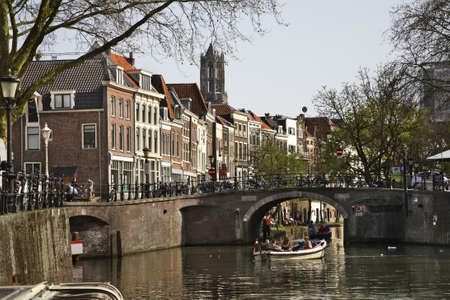 Oudegracht in Utrecht. Netherlandsのeditorial素材