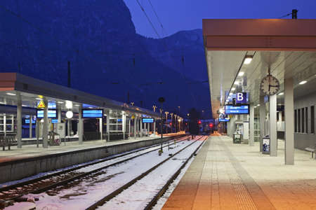 Railway station in Garmisch-Partenkirchen. Bavaria. Germanyのeditorial素材