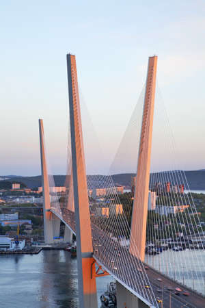 Golden Bridge in Vladivostok. Russiaのeditorial素材