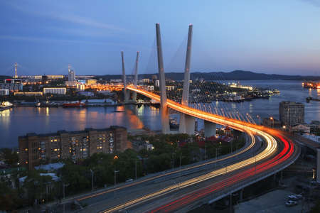 Golden Bridge in Vladivostok. Russiaのeditorial素材