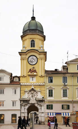 City clock tower in Rijeka. Croatiaのeditorial素材