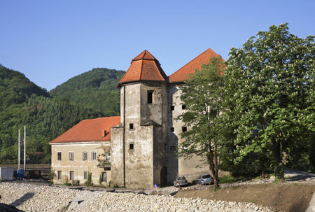 Turn castle in Brestanica. Municipality of Krsko. Sloveniaのeditorial素材