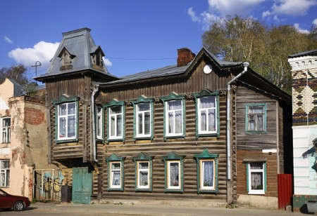 Historic house in Kimry. Tver Oblast. Russiaのeditorial素材