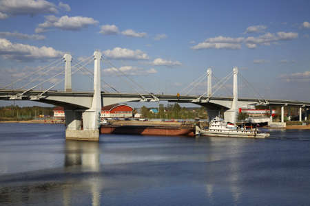 Bridge over the Volga river in Kimry. Tver Oblast. Russiaの写真素材