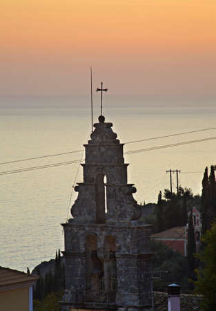 Belfry in Lakones. Corfu  island. Greeceの写真素材
