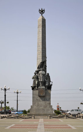 Monument to the heroes of the Civil War in Khabarovsk. Russiaのeditorial素材