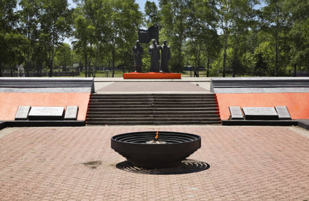 Military memorial in Artyom. Russiaのeditorial素材