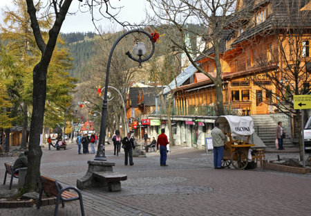 Krupowki street in Zakopane. Polandのeditorial素材