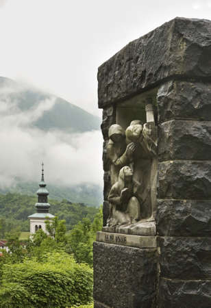 Monument to fallen Italian soldiers above Caporetto in Kobarid. Sloveniaのeditorial素材