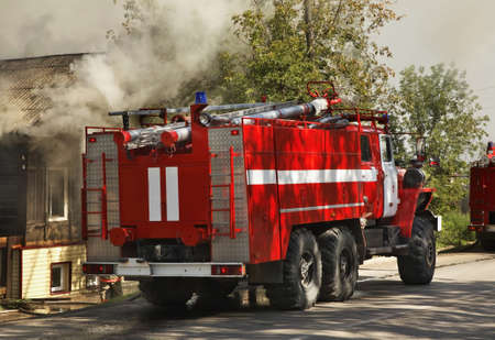 Fire extinguishing in Kungur. Perm Krai. Russiaの写真素材