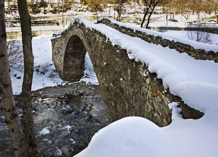 Romanesque bridge in La Margineda. Principality of Andorraの写真素材
