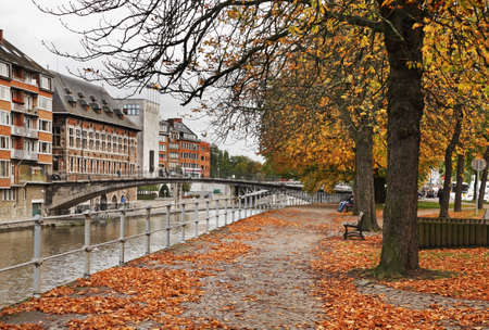 Embankment of Sambre river in Namur. Belgiumの写真素材
