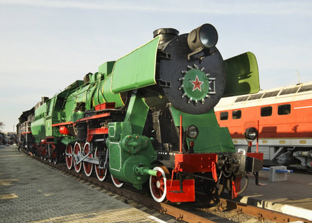 Old locomotive in railway museum. Brest. Belarusのeditorial素材