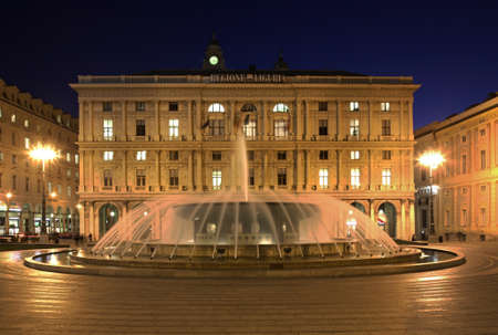 Fountain on Piazza De Ferrari in Genoa. Italyの写真素材