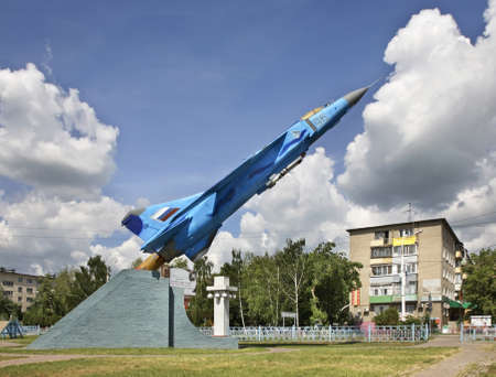 Monument to MiG-23 in Lukhovitsy. Russiaのeditorial素材