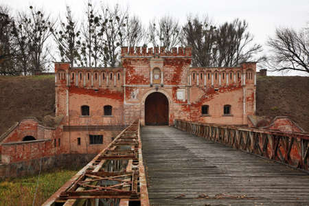 Lublin gate in Deblin fortress Iwangorod. Polandのeditorial素材